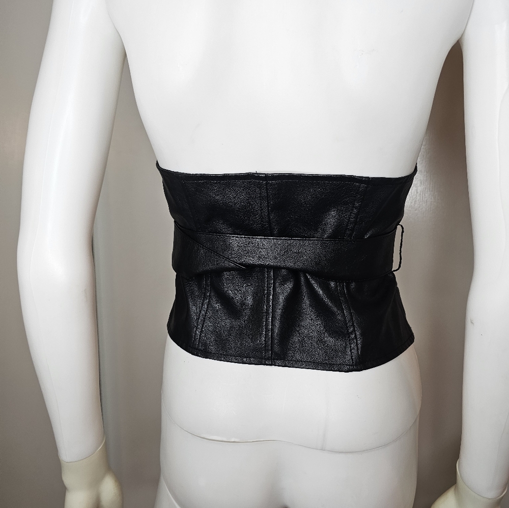 Womens Belted Faux Leather Corset Bustier Size S/M Sexy Clubwear - Picture 14 of 16